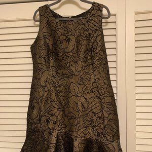 Calvin Klein Black Gold Glitter Flounce Tiered Dress